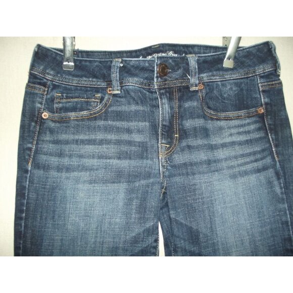 American Eagle Jeans Womens 8 x 32" low rise Original Boot Stretch #7669 dark - Picture 2 of 9
